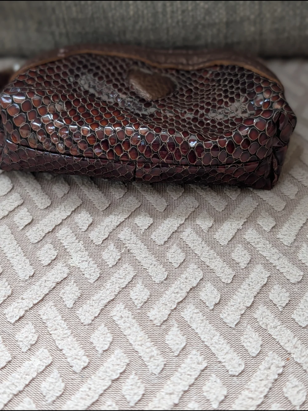 Brighton Brown Snake Print Heart Cosmetic Coin Pouch EUC